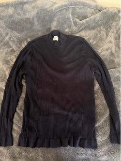 Zara Navy Blue Ribbed Mock Neck Sweater – Size XL, Worn Once