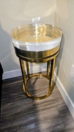 Brass and Acrylic Side Table