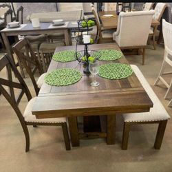 Ashley Extension Dinings Tables 4 Chairs and Benchs Moriville