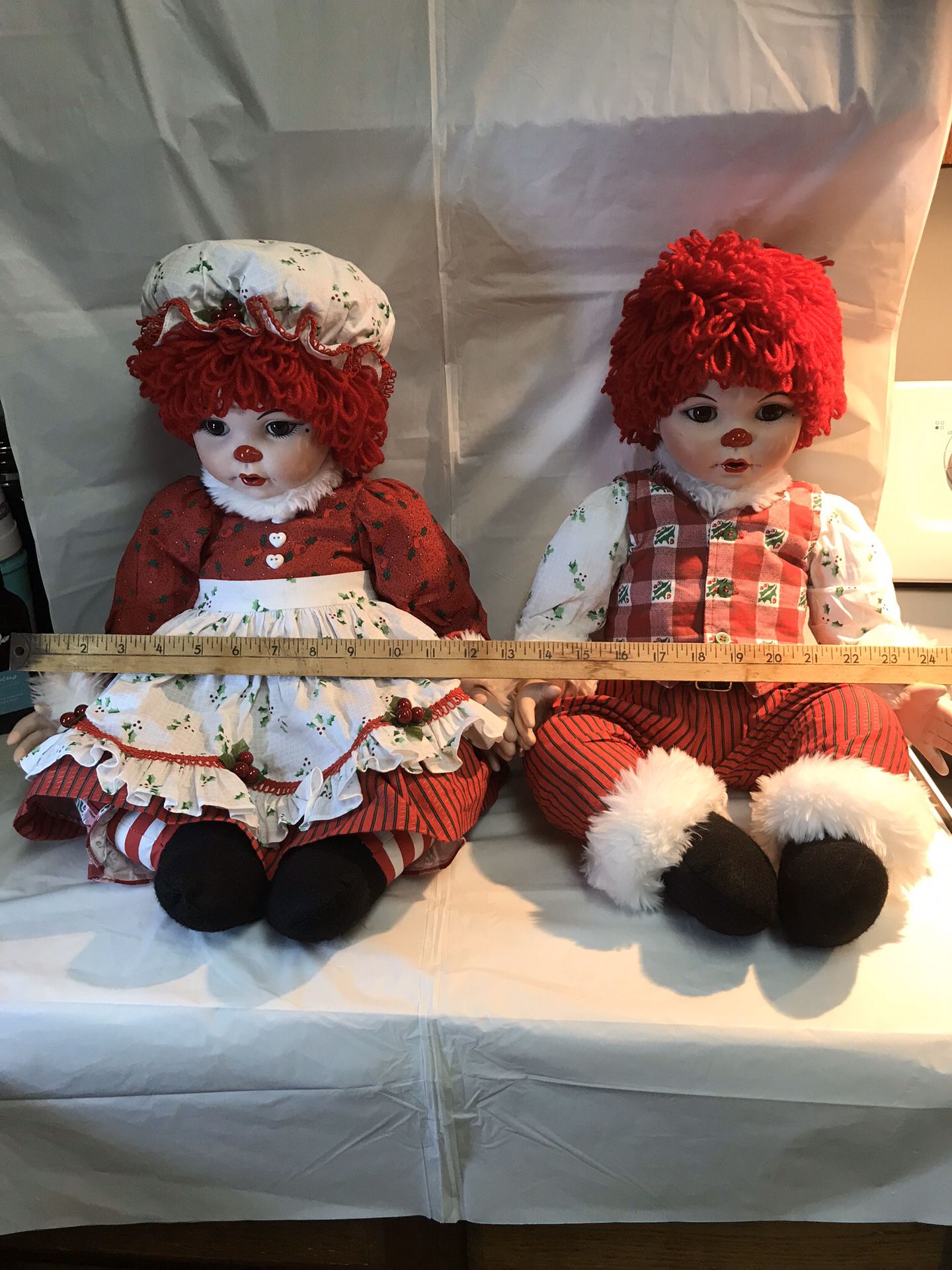 Raggedy Ann and Andy porcelain dolls