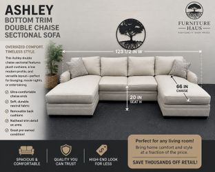 Ashley Bottom Trim Double Chaise Sectional – Oversized Comfort!