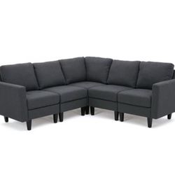 Contemporary fabric sectional couch sofa (No ottoman)