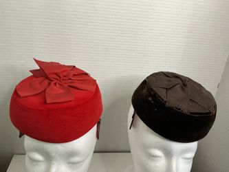 Betmar Women Red And Brown Velvet Pillow Hats