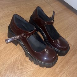 Dreampairs Chunky Platform Mary Janes (Burgundy)