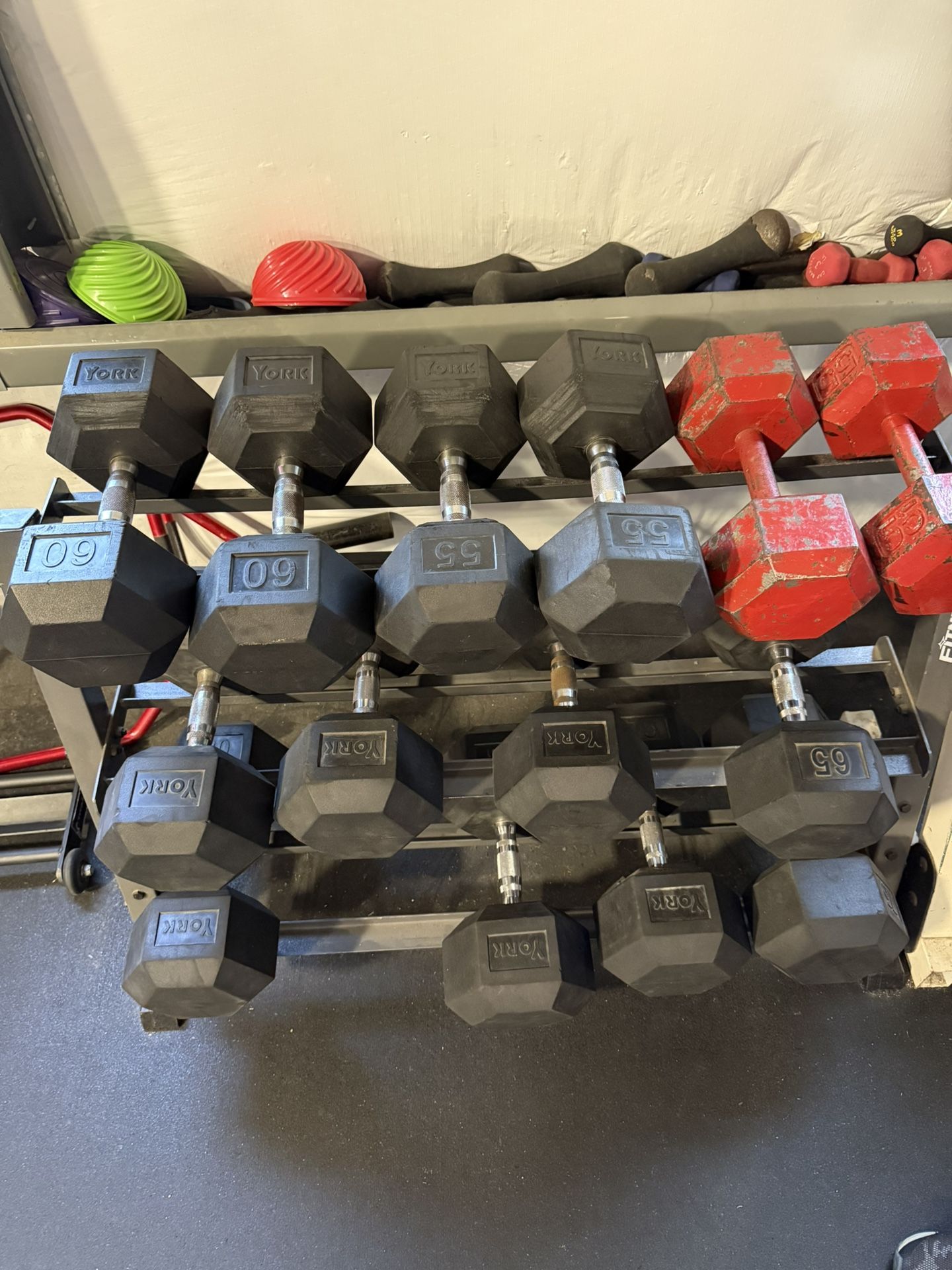 York Dumbbells With Rack (55-80 Lbs)