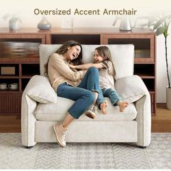 Oversized single sofa ,Accent Chair, 41 Inch Chenille Fabric, Beige Y-53