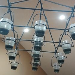 Pottery Barn Rod Iron Lucca chandelier w/ 12 Candle Holders