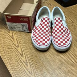 Men’s Red/White Checked Vans Slip-ons Sz. 11