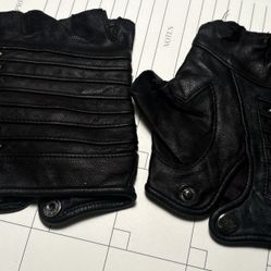 Mr. S  Blk Leather Metal Spiked Harley  gloves