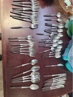 Vintage Mid-Century Modern Made in Japan Wood Handle Stainless Flatware Set – 21 Pieces