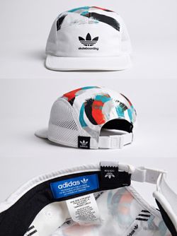 adidas White/Multicolor Abstract Baseball Cap Polyester Mesh Back Adj One Size