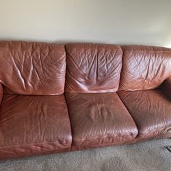 Leather Couch And Matching Leather Chairs 