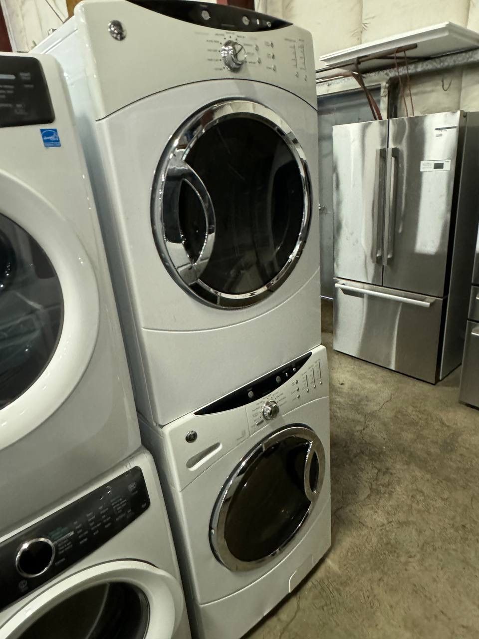 GE Washer & Dryer Electric Stackable Front Load Set Free Warranty 