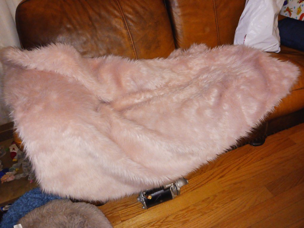 Pink Fur Blanket 50" X 60"