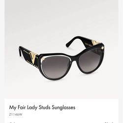 Authentic Louis Vuitton Sunglasses Black Gold Clear My Fair Lady Studs Z1146W 91