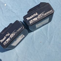 Set Of 2 Used Makita 18v 5.0 Batteries 
