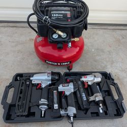 Porter-Cable 6 Gal. Portable Electric Air Compressor and Nailers Combo 