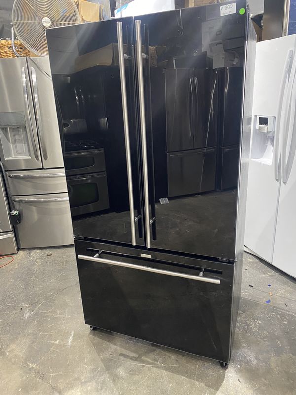 jenn air black glass fridge