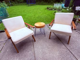 Solid Wood Lounge Chairs with Matching Side Table