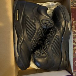 Jordan 5 Retro Premium Leather Triple Black 9.5