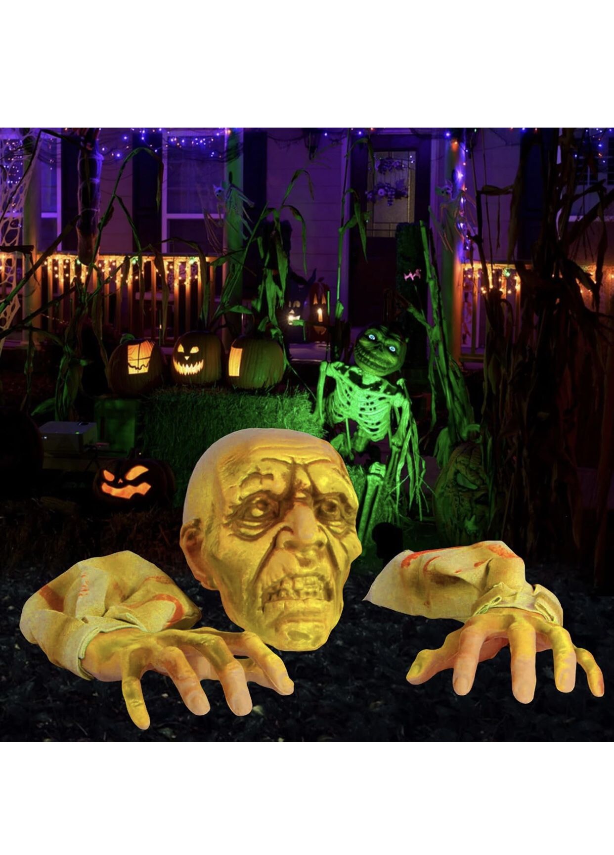 Halloween Decoration Outdoor Groundbreaker, Skeleton Zombie Stakes with LED Lights,
