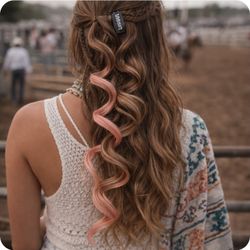 Tangle Teezer Hair Clip with Pink and Brown Curls Western Boho Hair Extensions 1pc