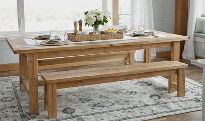MADE-TO-ORDER | ✨ Rustic Farmhouse Dining Table & Benches - Custom Solid Wood (Pine or Cedar)