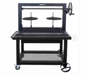 Even Embers 36 in. Santa Maria Charcoal and Wood Grill in Black with Cover Included