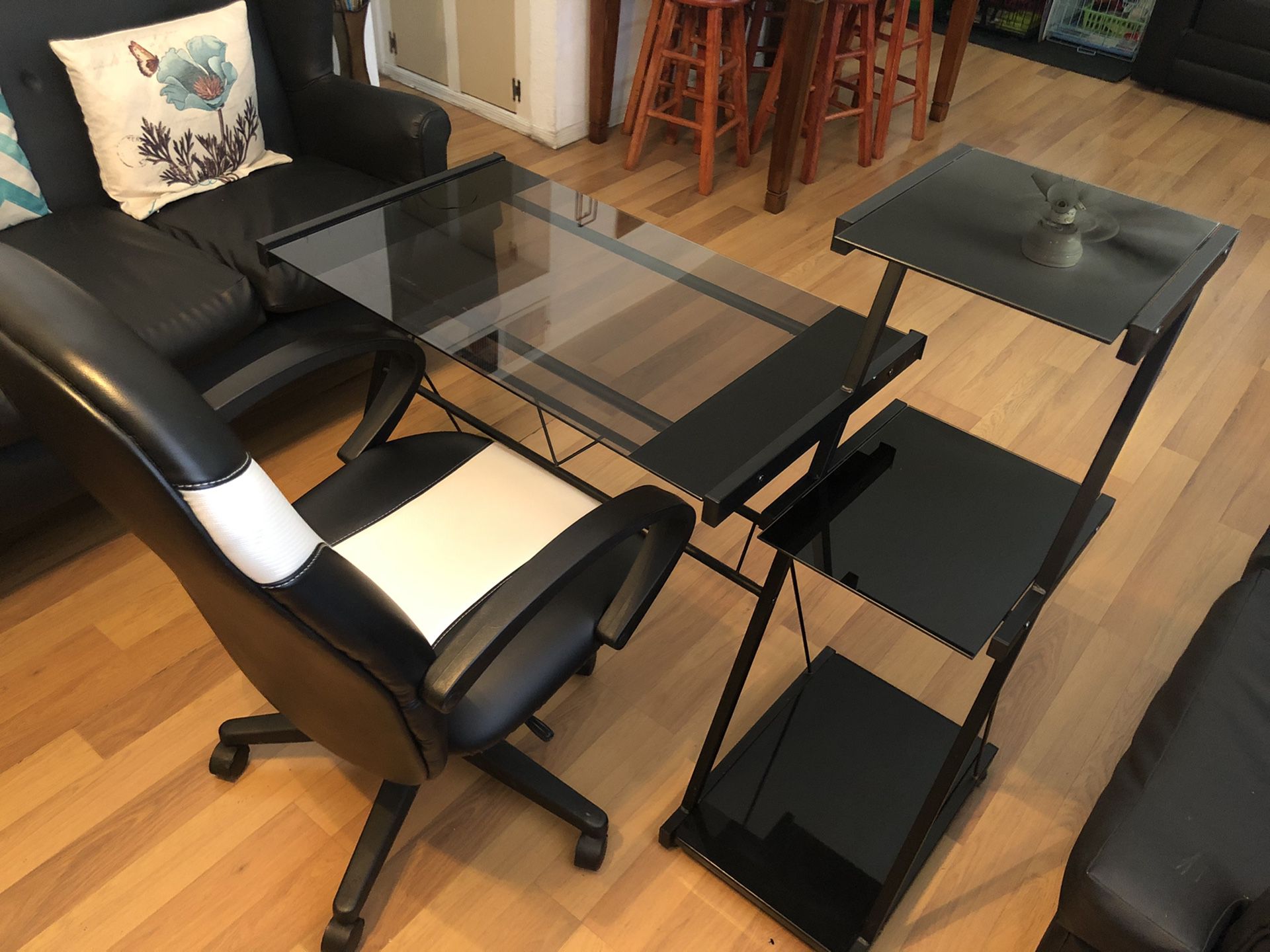 Black glass desk *chair is sold*