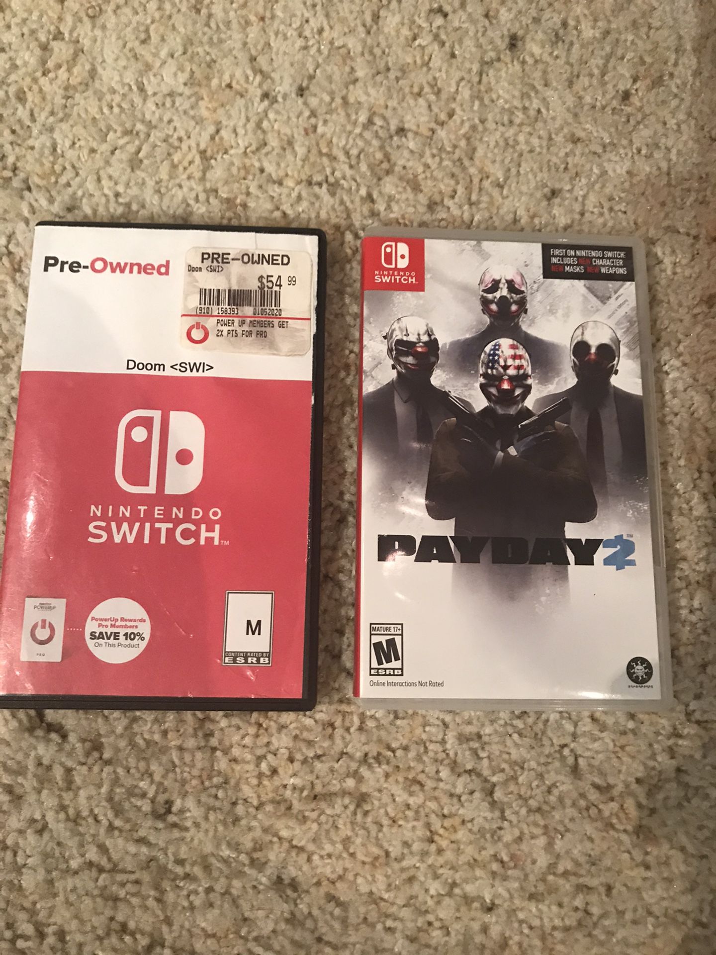 Doom and Payday 2 Nintendo Switch