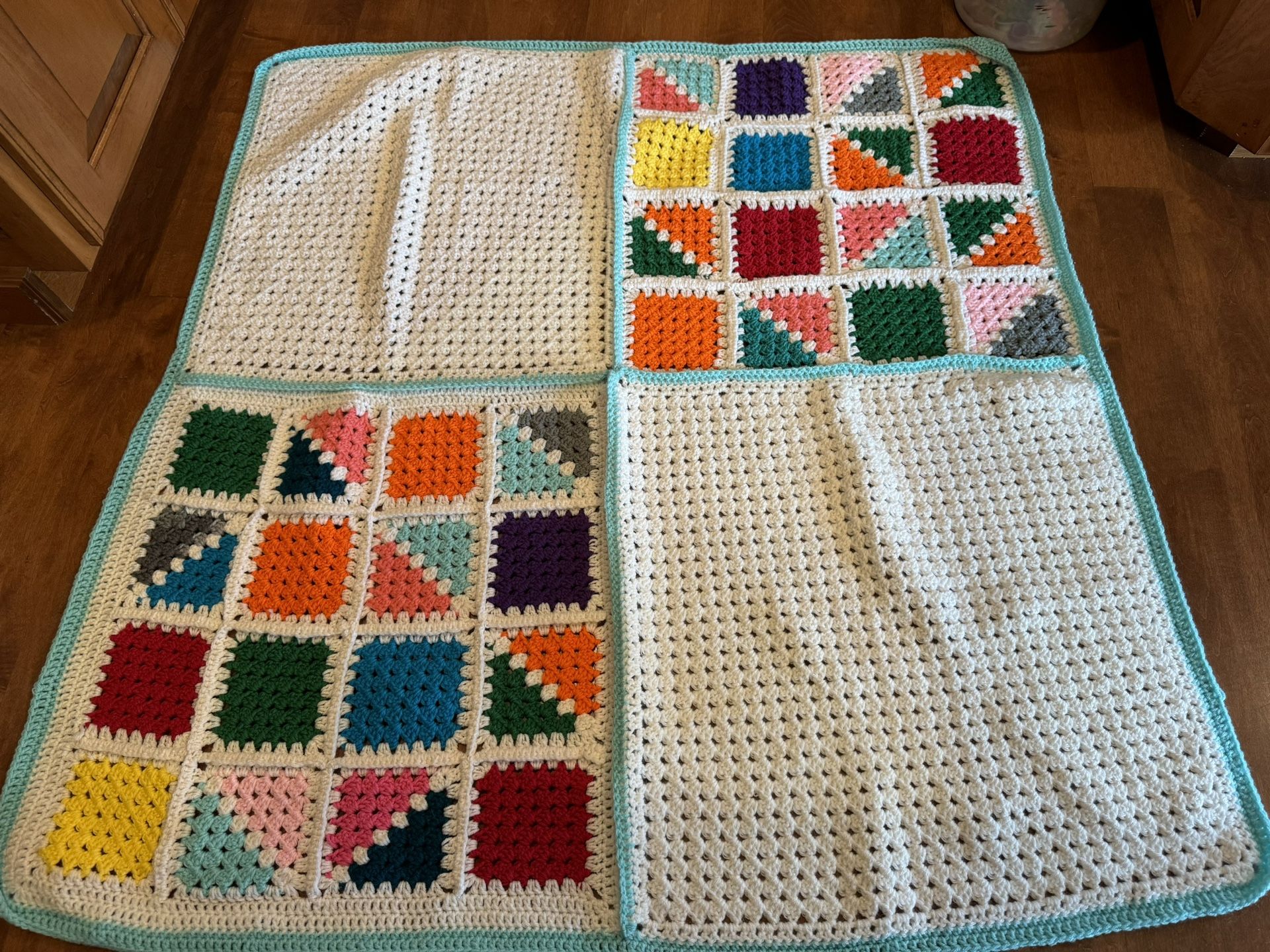 Homemade Crochet, Granny Square Blanket Never Used Shipping Available