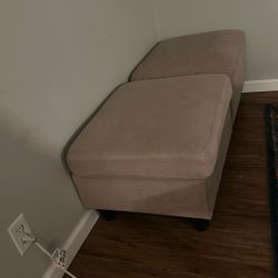 2 Beige ottomans 