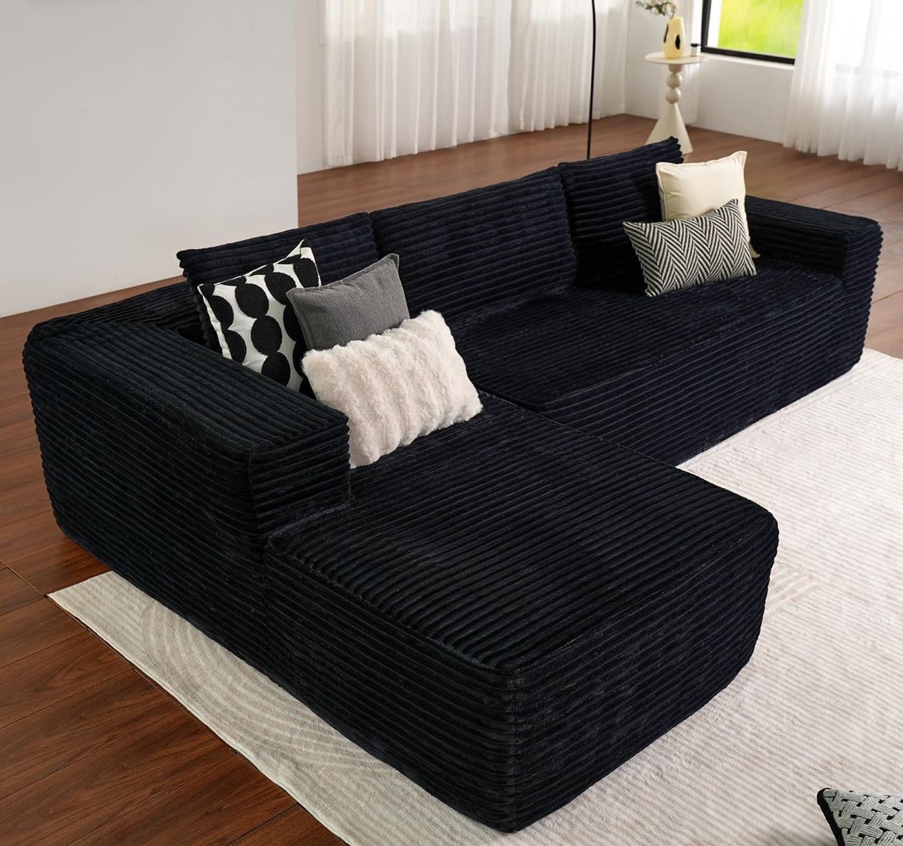 Brand New black sectional Very Soft Velvet