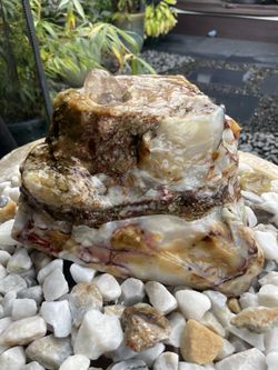 Petrified Wood & White Onyx Quartz Water Feature — Handcrafted in Java, Indonesia