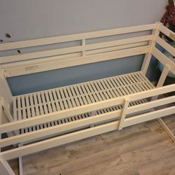 White Twin Size Loft Bed with Shelf