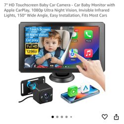 7" HD Touchscreen Baby Car Camera - Car Baby Monitor with Apple CarPlay, 1080p Ultra Night Vision, Invisible Infrared Lights, 150° Wide Angle, Easy In