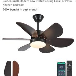 Smart Ceiling Fan w/ Light Setting, Remote & Phone APP 36" Black Indoor/Outdoor