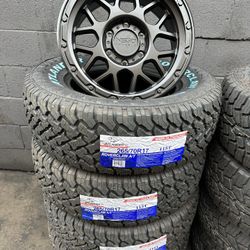 265/70/17  ALL TERRAIN TIRES BRAND NEW MOUNTED AND BALANCED RINES Y LLANTAS $1,200