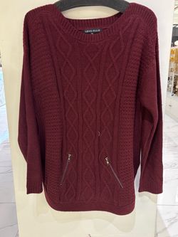 Love Ellie Burgundy Cable Knit Sweater