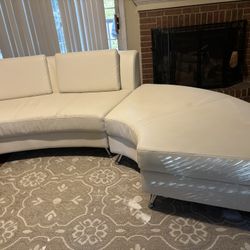 Modern White Leather Sectional Sofa 