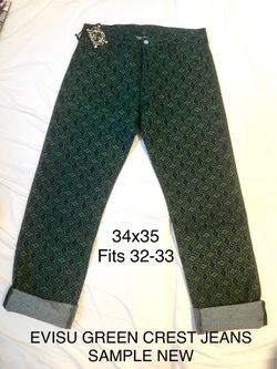 Evisu Jeans Sample Green Crest New 