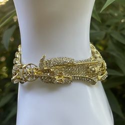 Grim Reaper Bracelet Full of Stones Luxurious GOLD PLATED/pulsera Santa Muerte Baño De Oro