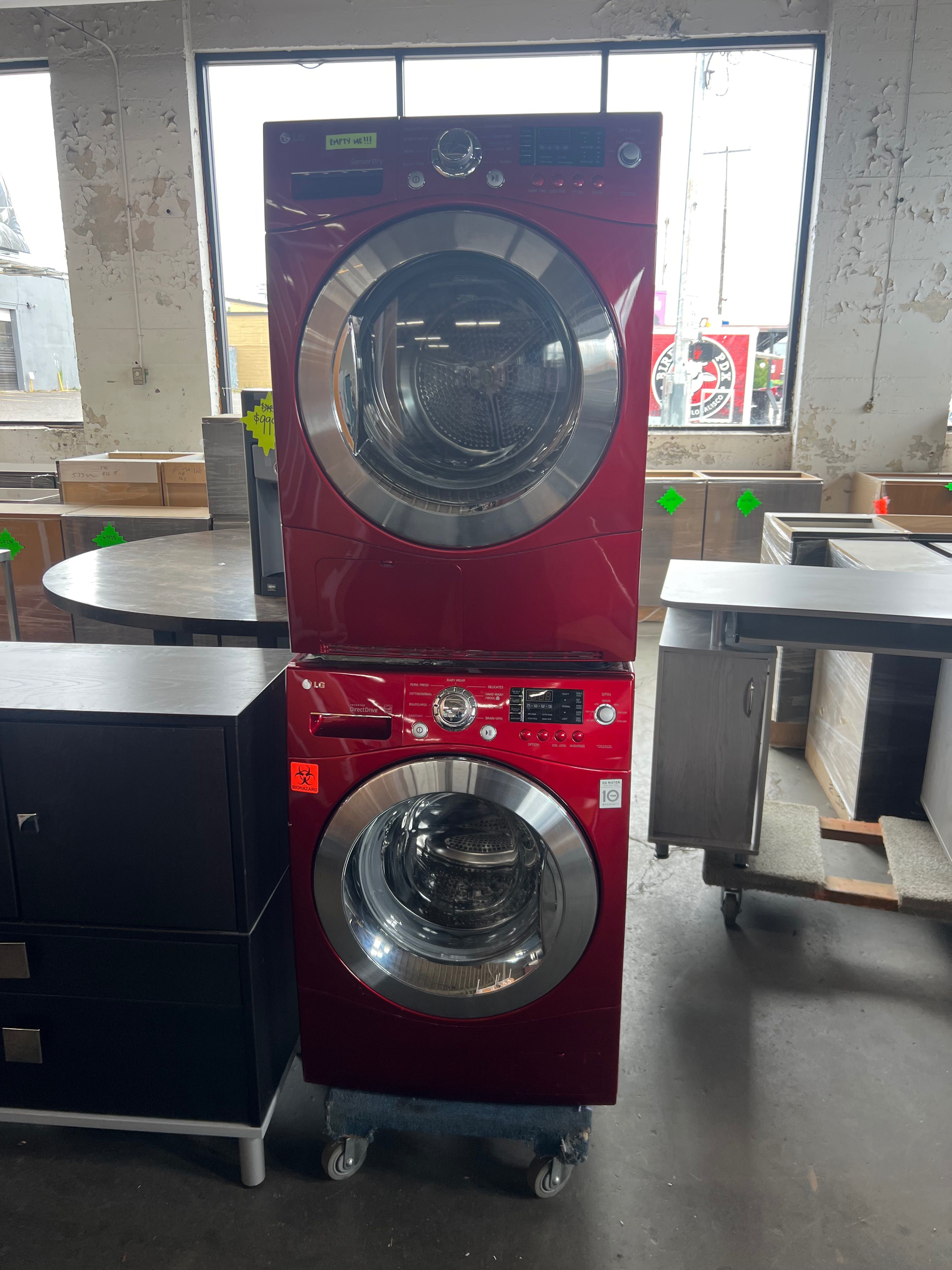 LG Cherry Red Stacking Washer/ Dryer Set