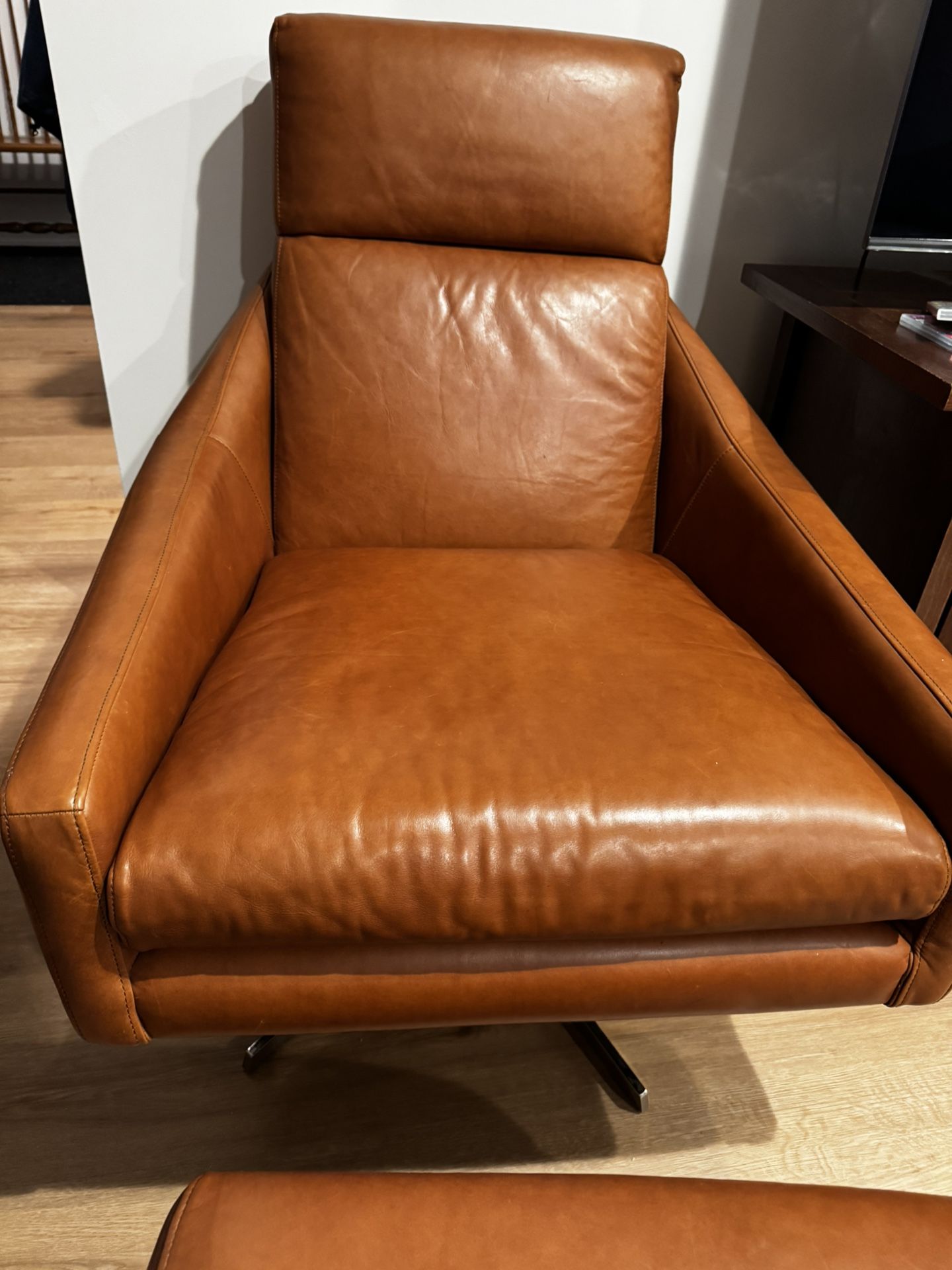 Leather Swivel Chair And Ottoman ( Westelm)
