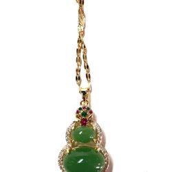 Gold Plated Jade medicine health Pendant Necklace 