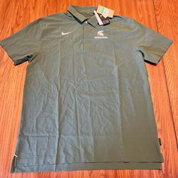 Nike Polo Green Dri-Fit Michigan State Spartans Shirt - Men XL NCAA