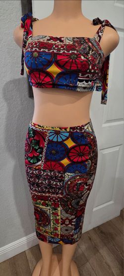 Two-Piece Crop Top and Midi Skirt Set