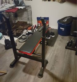 Foldable Adjustable Weight Bench with Squat Rack