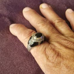 Mens Vintage 90'S Sterling silver Onyx Ring 