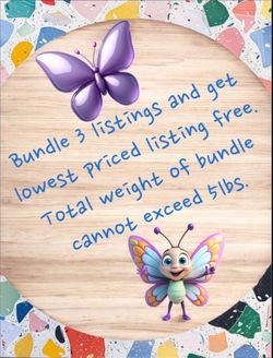 Bundle 3 listings and get lowest priced listing free. Total weight of bundle cannot exceed 5lbs.